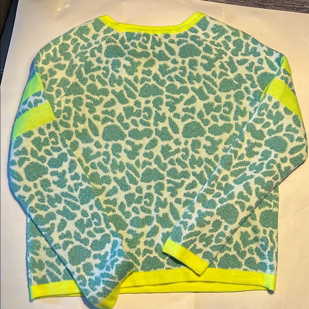 Juicy couture Leopard Print and Neon Green Crewneck Sweater size L Y2K - Picture 5 of 5